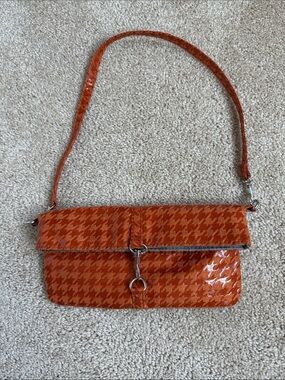Jazzd Lightweight Orange Houndstooth Small Shoulder Bag